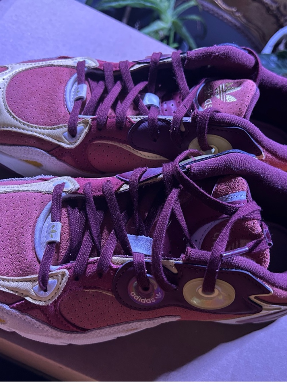 adidas Women's Burgundy and Cream Athletic Sneakers